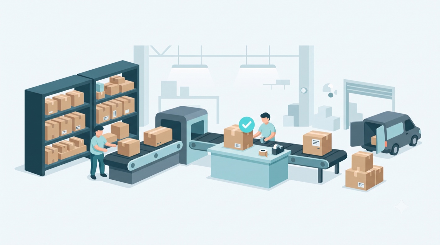 Minh hoạ quy trình fulfillment kho hàng thương mại điện tử
